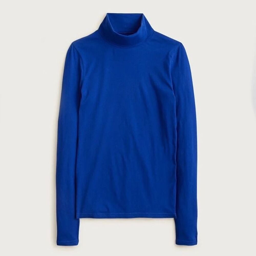J.Crew Feather Jersey Turtleneck in Graduate Blue